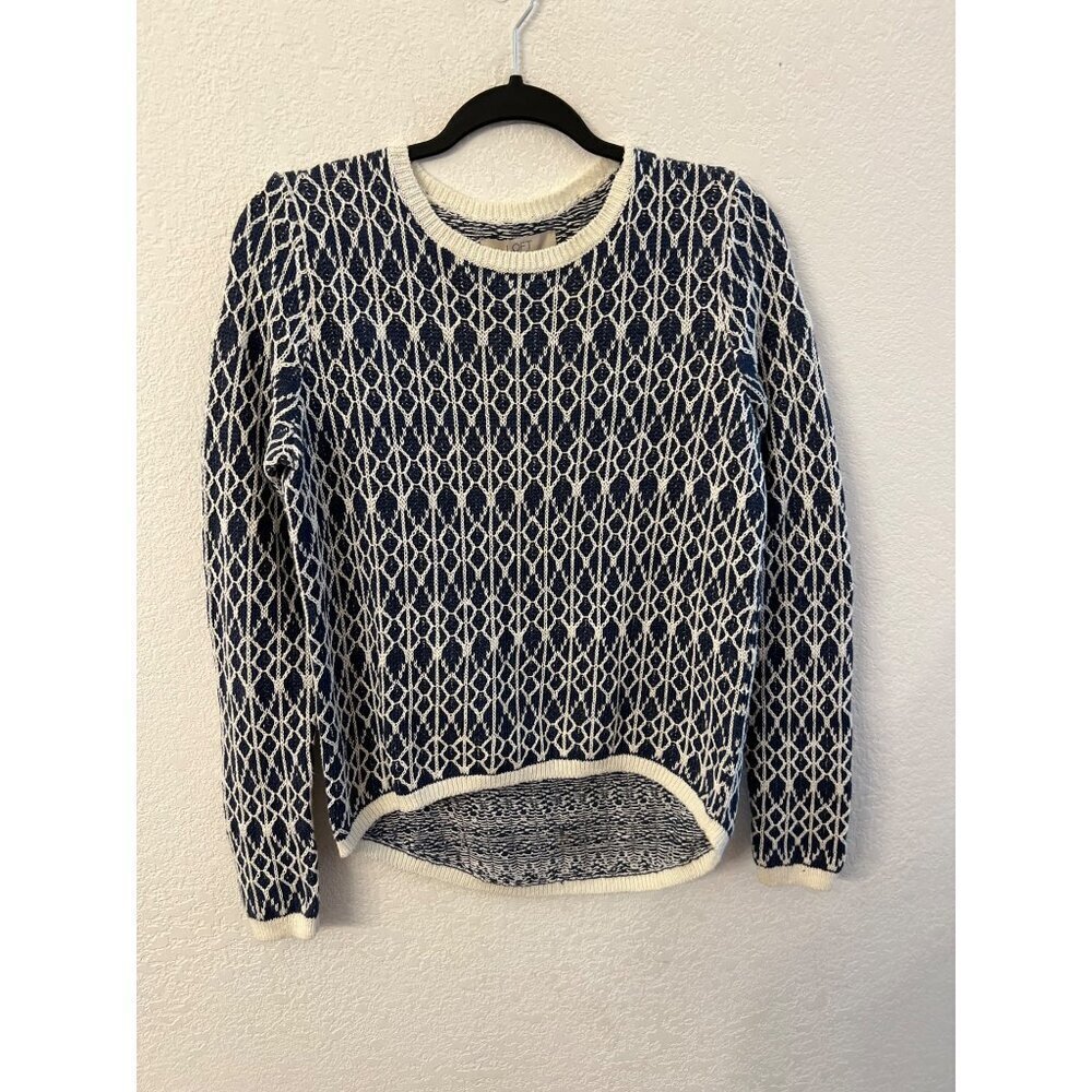 Loft Ann Taylor Geo linen sweater women size small